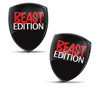 Biomar Labs 2 x 3D Gel Silicone Stickers Bumper Sticker Decals Badge Emblem Tuning for Car Motorcycle Helmet Bike Beast Edition KS 140