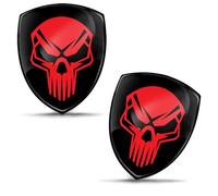 Biomar Labs 2 x 3D Gel Silicone Stickers Bumper Sticker Decals Badge Emblem Tuning for Car Motorcycle Helmet Bike (Black Red Skull KS 81)