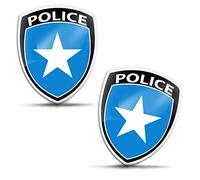 Biomar Labs 2 x 3D Gel Silicone Stickers Bumper Sticker Decals Badge Emblem Tuning for Window Phone Laptop Car Motorcycle Helmet Bike PC Tablet Door (Police Stickers KS 116)