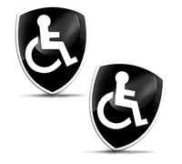Biomar Labs 2 x 3D Gel Silicone Stickers Bumper Sticker Decals Badge Emblem Tuning for Window Phone Laptop Car Motorcycle Helmet Bike PC Tablet Door (Black Disabled Symbol Logo KS 121)