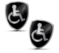 Biomar Labs 2 x 3D Gel Silicone Stickers Bumper Sticker Decals Badge Emblem Tuning for Window Phone Laptop Car Motorcycle Helmet Bike PC Tablet Door (Black Silver Disabled Symbol Logo KS 94)