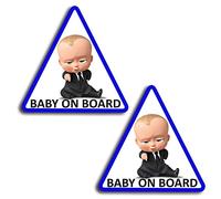 Biomar Labs® 2 x PVC Vinyl Stickers Baby On Board Boss Warning Signs Decals Car Motorcycle Helmet B 165