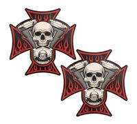 Biomar Labs® 2 x Sticker Vinyl Decal for Car Moto Motorcycle Bicycle Helmet Window Tuning Cross Skull Fire B 47