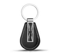 Biomar Labs 3D Leather Keyring Men Women Car Accessories Stainless Steel Metal Keychain Gift Key Ring Union Jack Great Britain England UK Flag KK 117