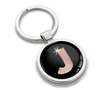 Biomar Labs® 3D Metal Alphabet A-Z Personalised Initials Keyring Keychain Rose Gold Men Women Gift Letter J, KK 36