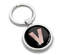 Biomar Labs® 3D Metal Alphabet A-Z Personalised Initials Keyring Keychain Rose Gold Men Women Gift Letter V, KK 48