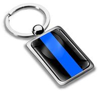 Biomar Labs® 3D Metal Thin Blue Line Flag UK USA Police Support Keyring Key Ring Accessories Men Women Keychain Gift KK 222