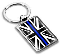 Biomar Labs® 3D Metal Thin Blue Line UK Flag Union Jack England Keyring Key Ring Accessories Men Women Keychain Gift KK 238