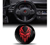 Biomar Labs 3D Silicone Sticker Compatible with BMW 36131181082 Emblem Steering Wheel 45 mm Badge Accessories Parts Decals Steering Wheel Decoration Skull Red Black V 43