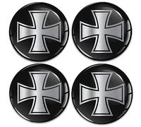 Biomar Labs 4 x 45 mm 3D Gel Silicone Stickers for Hubcaps Wheel Hub Cap Cover Sticker Decals Black Silver A 11245