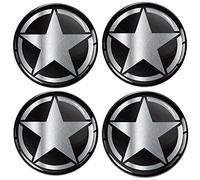 Biomar Labs 4 x 45 mm 3D Gel Silicone Stickers for Hubcaps Wheel Hub Cap Cover Sticker Decals Black Silver Star A 4145