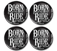 Biomar Labs® 4 x 50mm 3D Domed Car Wheel Centre Rims Hub Born To Ride Stickers Decals For Caps Vehicle Auto Tuning Emblem A 5750
