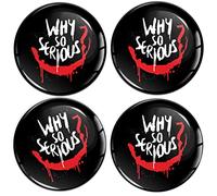 Biomar Labs 4 x 60 mm 3D Gel Silicone Stickers for Hubcaps Wheel Hub Cap Cover Sticker Decals Black Why So Serious A 8160