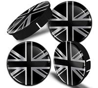 Biomar Labs 4 x 60 mm 3D Universal Wheel Hub Centre Caps UK GB Union Jack United Kingdom England British National Flag Silver Center Rims C 108