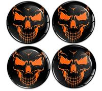 Biomar Labs 4 x 60 mm Sticker 3D Silicone Skull Orange for Hub Caps Hub Caps Wheel Sticker Hub Cover A 7460