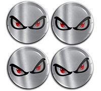 Biomar Labs® 4 x 60mm 3D Domed Car Wheel Centre Center Rims Hub No Fear Eyes Silver Black Stickers Decals For Caps A 10360