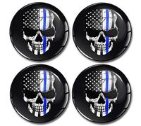 Biomar Labs® 4 x 60mm 3D Domed Car Wheel Centre Rims Hub USA Flag Skull Thin Blue Line Stickers Decals For Caps A 9960
