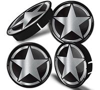 Biomar Labs 4 x 60mm Wheel Centre Caps Universal Plastic Hub Caps Set Durable Alloy Wheel Covers for Car Auto Tuning Exterior Styling with Multiple Designs (Star in Silver C 41)