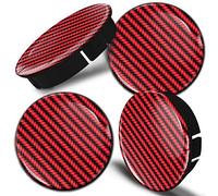 Biomar Labs 4 x 60mm Wheel Centre Caps Universal Plastic Hub Caps Set Durable Alloy Wheel Covers for Car Auto Tuning Exterior Styling with Multiple Designs (Carbon in Red-Black C 107)