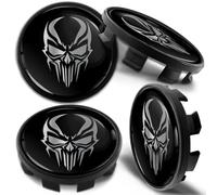 Biomar Labs 4 x 68mm Wheel Centre Alloy Hub Center Caps Compatible with BMW 36136783536 Hubcaps Black Silver Skull CB 54