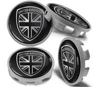 Biomar Labs 4 x 68mm Wheel Centre Alloy Hub Center Caps Compatible with BMW 36136783536 Hubcaps Black Silver GB UK United Kingdom Flag CBS 13