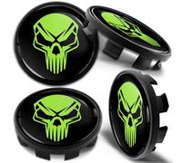 Biomar Labs 4 x 68mm Wheel Centre Alloy Hub Center Caps Compatible with BMW 36136783536 Hubcaps Green Black Skull CB 39