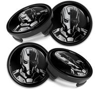 Biomar Labs 4 x Center Hubcaps, Compatible with Ford Centre Caps for Alloy Wheels, 54 mm, Silver, Black, Robot, Bot CF 70