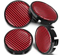 Biomar Labs 4 x Universal Wheel Centre Alloy Hub Center Caps Compatible with VW Part Number: 3B7601171 Hubcaps Black Red Carbon Design 65mm CV 13