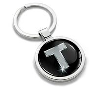 Biomar Labs Letter Keychain Alphabet Initial Keyring 3D Metal Stainless Steel Personalised Initials Charm for Car and Keys Available in Silver Rose Gold or Gold (T in Silver KK 20)
