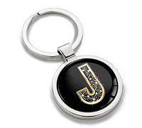 Biomar Labs Letter Keychain Alphabet Initial Keyring 3D Metal Stainless Steel Personalised Initials Charm for Car and Keys Available in Silver Rose Gold or Gold (J in Gold KK 62)