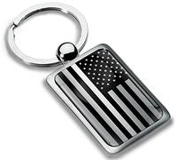 Biomar Labs Metal 3D Keyring Key Ring Chain Stainless Steel Gift Box Men Women Keychain Bag Accessories Jewelry USA United States of America Silver National American Star Flag KK 272