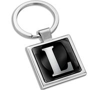 Biomar Labs® Metal A-Z Alphabet Personalized 3D Name Initials Keyring Key Ring Chain Stainless Steel Gift Box Men Women Keychain Bag Accessories Jewelry Handbag Silver Letter L KK 116