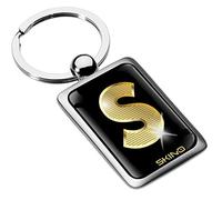 Biomar Labs® Metal Alphabet A-Z Personalised Initials Keyring Keychain Gold Men Women Gift Letter S