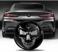 Biomar Labs Rear Trunk Tuning Badge 74mm Compatible with BMW Emblem Bonnet Boot 51148219237 (Black Silver Skull EZ 15)