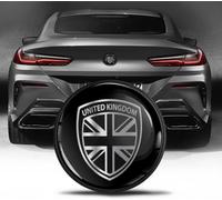 Biomar Labs Rear Trunk Tuning Badge 74mm Compatible with BMW Emblem Bonnet Boot 51148219237 UK Flag Union Jack Black Silver EZ 2