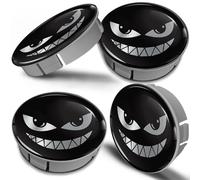 Biomar Labs Set of 4 x 60 mm Plastic Hub Caps Wheel Centre Caps Wheel Hub Caps Black Silver Smile CS 28