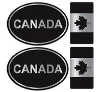 Biomar Labs Silver Canada Canadian Flag Maple Leaf Stickers for Bumper Window Car Motorcycle Laptop Helmet Van Bike 4pcs. D 4 Z*