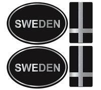 Biomar Labs® Silver Sweden Swedish Flag Stickers for Bumper Window Car Motorcycle Laptop Helmet Van Bike 4pcs. D 1 Z*
