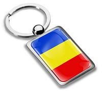 Biomar Labs Stainless Steel Metal Keychains Country Flag National Flags Design Durable Premium Accessory Car House Keys Backpack Gift Travel Souvenir (Romania Romanian Flag KK 241)