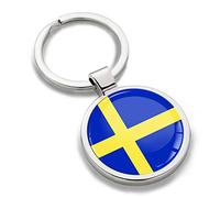 Biomar Labs Stainless Steel Metal Keychains Country Flag National Flags Design Durable Premium Accessory Car House Keys Backpack Gift Travel Souvenir (Sweden Swedish Flag KK 254)