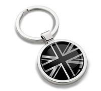 Biomar Labs Stainless Steel Metal Keychains Country Flag National Flags Design Durable Premium Accessory Car House Keys Backpack Gift Travel Souvenir (England UK GB Flag in Silver-Black KK 277)