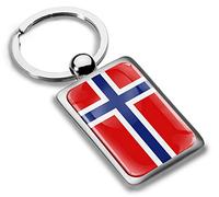 Biomar Labs Stainless Steel Metal Keychains Country Flag National Flags Design Durable Premium Accessory Car House Keys Backpack Gift Travel Souvenir (Norway Norwegian Flag KK 234)