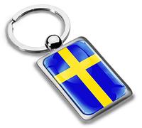 Biomar Labs Stainless Steel Metal Keychains Country Flag National Flags Design Durable Premium Accessory Car House Keys Backpack Gift Travel Souvenir (Sweden Swedish Flag KK 233)