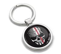 Biomar Labs Stainless Steel Metal Keychains With Multiple Unique Designs Durable Premium Accessory Car House Keys Backpack Gift Travel Souvenir Elegant (Skull USA American Flag KK 163)