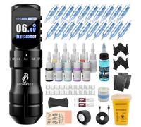 Biomaser Cordless Machine Rotary Pen with 2200mAh Battery 7 Adjustable Strokes 20pcs Cartridge Needles Stroke Length 4.5mm LED Digital Pen Machine For Beginners