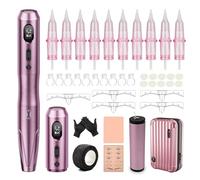 Biomaser Wireless Machine Semi Permanent Makeup Machine Kit 2 Pieces 1000 mAh Battery with 10 Pieces Cartridges Needles for Eyebrow Lip Eyeliner Ombre Powder Brow Microshading Accessories