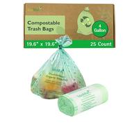 bioMat Compostable 20 Litre Kitchen Caddy Liners, 26 Refuse Sacks, EN 13432 Certified Compostable Food Waste Bags, for Organic Waste, Household Waste
