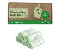 bioMat Compostable 30l Food Waste Bags, 50 Bin Bags, Premium Quality, DINplus certified, Climate Neutral, Made in Germany