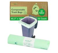bioMat Compostable Wheelie Bin Liners, 240 litre, EN 13432 Certified Compostable Food Waste Bags, Strong and Tear Resistant, Leakproof, for Organic Waste, Household Waste, 10 Refuse Sacks