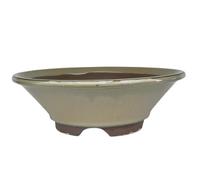 BIOMATA Round Ceramic Bonsai Pot 16.2x16.2x5.5cm Made in Japan | Bonsai Planter with Drainage Hole | Green Pot for External and Internal Use | Three Sizes to Choose From